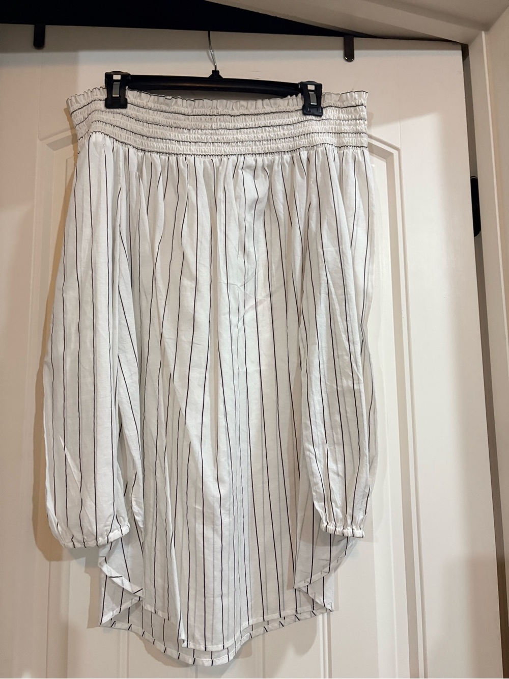 Michael Kors White Blouse with Black Pinstripes
